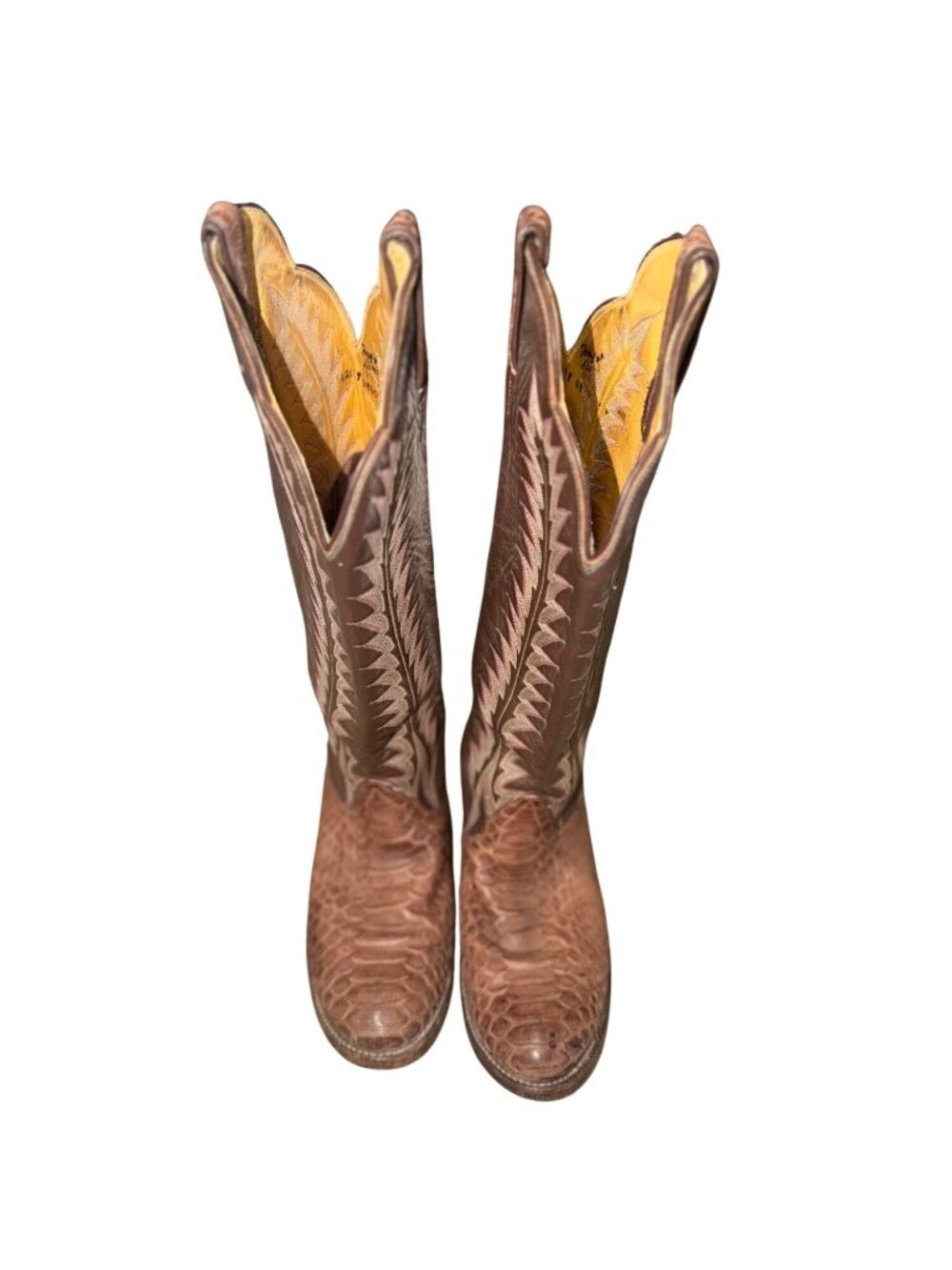 Vintage Tony Lama Brown Python Leather Cowboy Western Boots Style 4840 women 6.5 - Picture 2 of 13